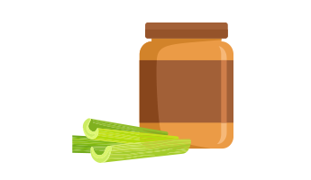 Illustration of a jar of peanut butter and celery sticks