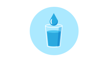 Illustration of a drop of water falling into a glass of water