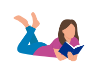 Icon: Girl lay on flat surface while reading a book