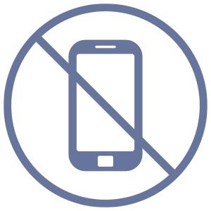 Illustration of a smartphone inside a circle with a slash through it