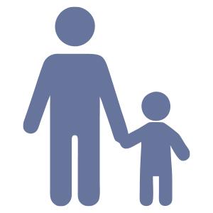 Illustration of a person holding a much younger person's hand
